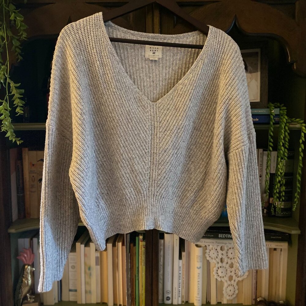 Billabong Cropped Knit Sweater | V-Neck | Size Large